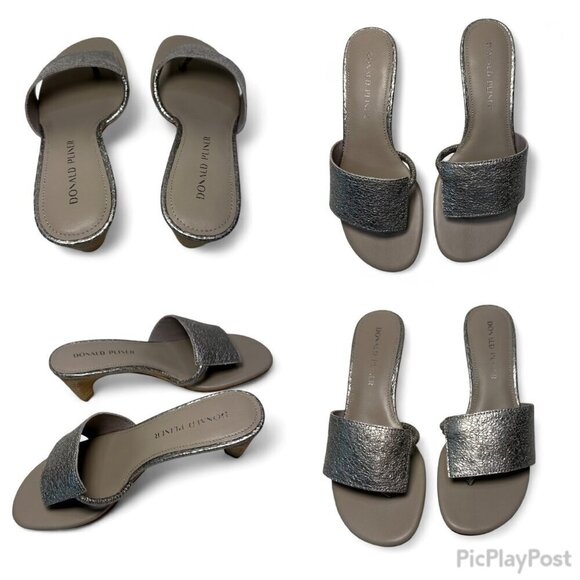 DONALD PLINER Vimm Pebbled Slip-on Mid Heel, Metallic Light Taupe, Sz 7, NEW - Picture 12 of 12